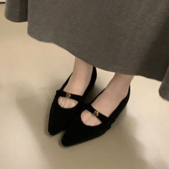 Damen elegante Ballerinas mit dekorativem Schleifenakzent und weichem Innenfutter EB