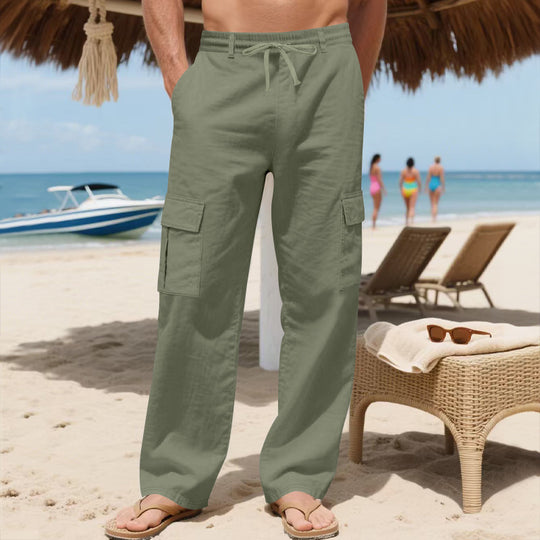 Herren lässige Cargo-Hose mit elastischem Bund und seitlichen Taschen EB