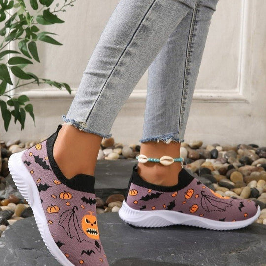 Damen Freizeitschuhe mit Halloween-Motiv und rutschfester Sohle Heidi-Mode