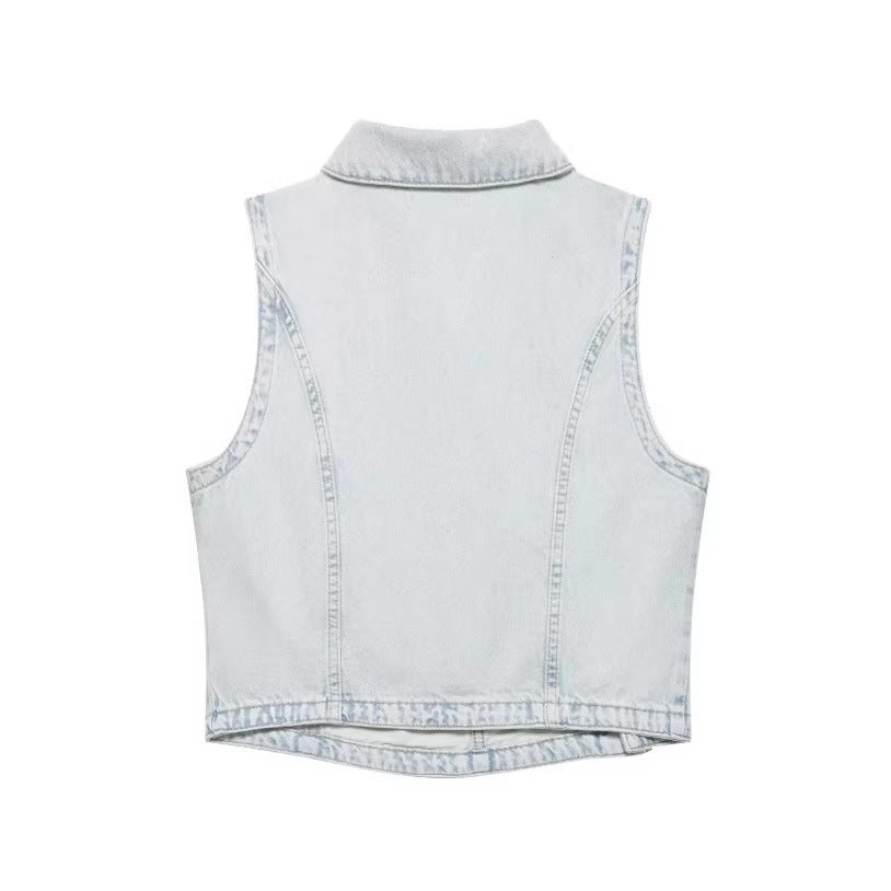 Damen Weite Jeans im lässigen Windbreaker-Stil mit ausgefallenen Nähten EB