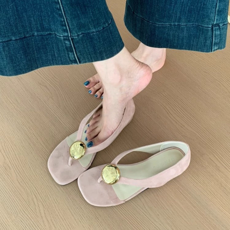 Damen Sandalen mit modischem Gold-Detail und ergonomischer Sohle EB