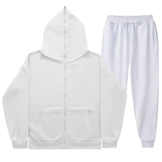 Unisex nan leichter French-Terry Zip-Hoodie und tapered Jogginghose Set mit Raglanärmeln, Kängurutasche und elastischem Komfortbund EB