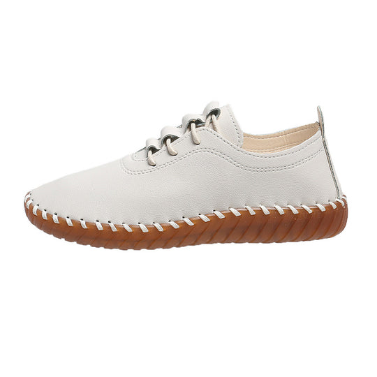 Damen handgenähter Komfort-Sneaker mit elastischer Schnürung und profilierter Kautschuksohle EB