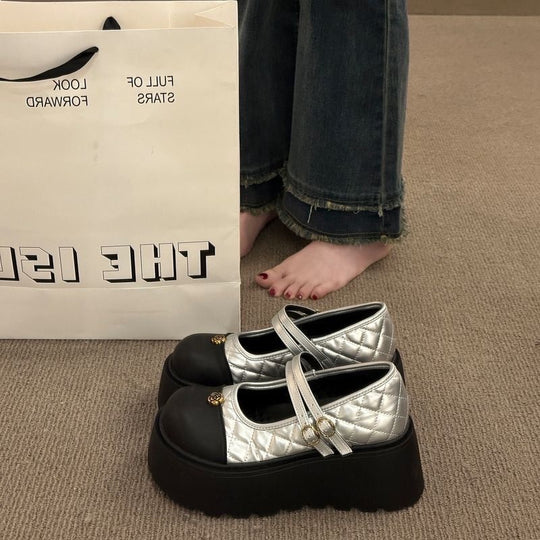Damen Platform Mary Janes mit modischen Zweiriemen und geschmackvollem Design EB