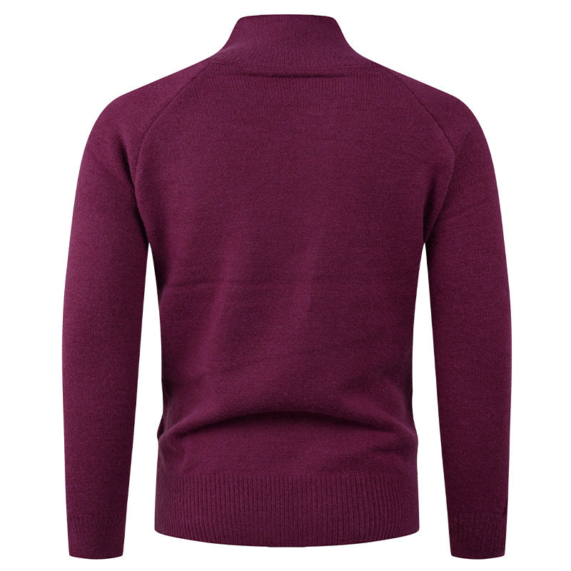 Herren Strickjacke mit modernem Stehkragen und Knopfverschluss EB