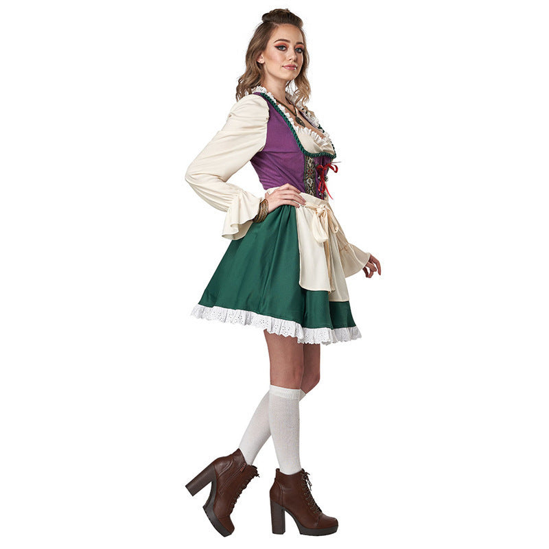 Damen Trachtenkleid mit romantischen Rüschendetails und elegantem Gürtel EB
