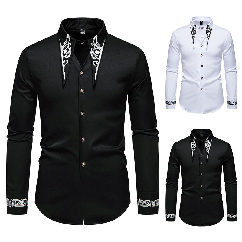 Herren Langarmhemd mit ornamentalen Akzenten EB