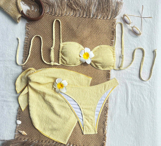 Damen Bandeau-Bikini mit feiner Struktur EB