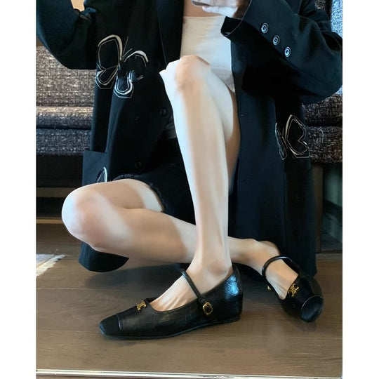 Damen elegante Ballerinas mit modischem Riemen und geschmackvollem Schmuckdetail EB