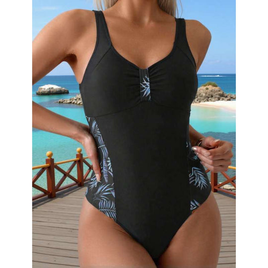 Damen Eleganter Badeanzug mit floralem Seitenbesatz EB