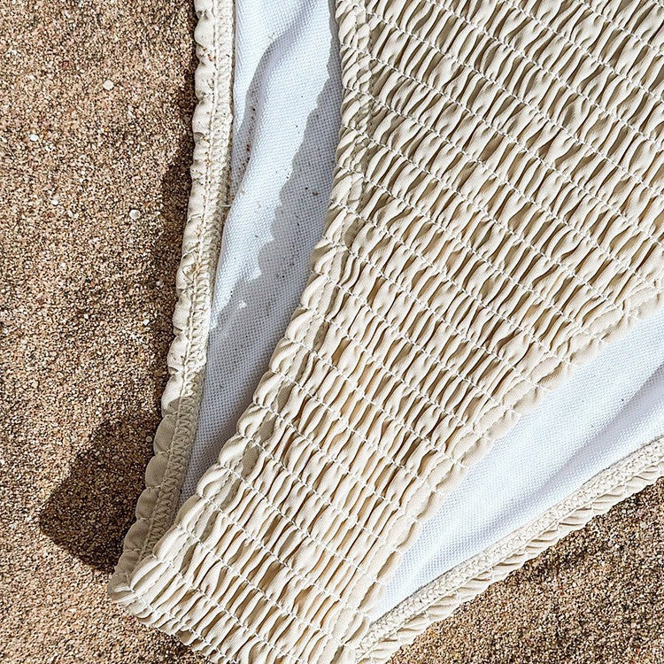 Damen Bikinihöschen mit elastischem Rüschendesign und hohem Beinausschnitt EB