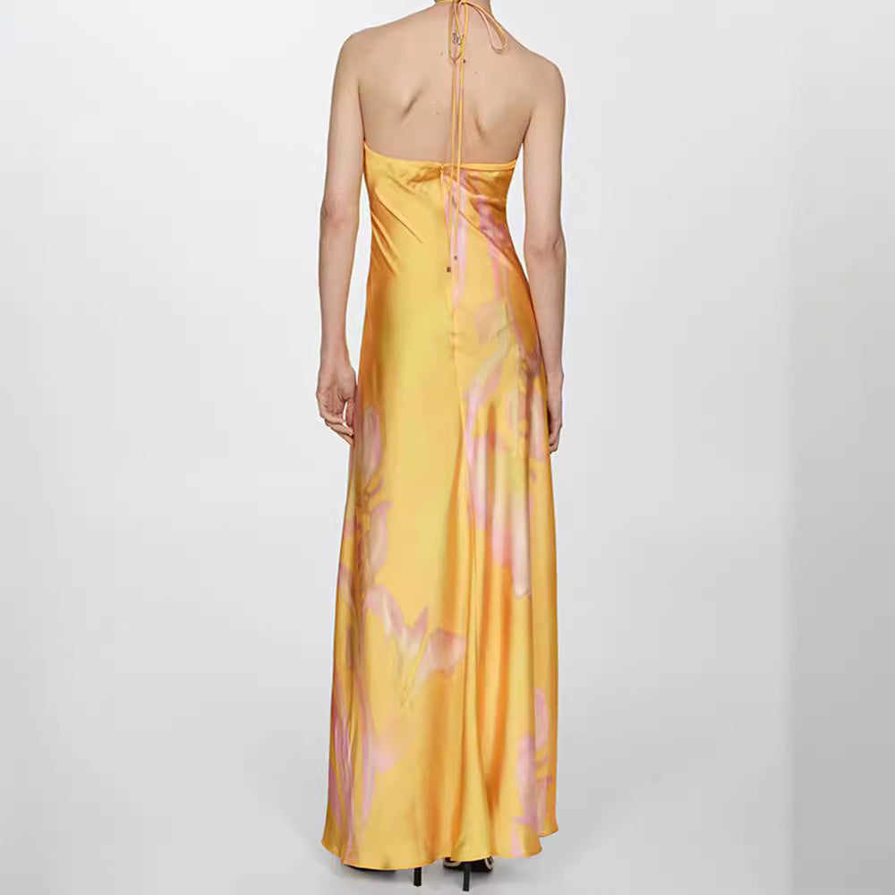 Damen Maxi-Kleid mit eleganter Drapierung und floralem Muster EB