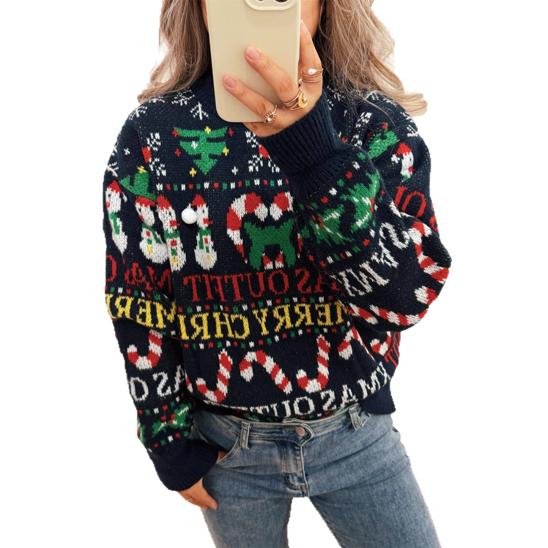 Damen Weihnachts-Pullover mit nordischem Design und festlichen Motiven EB