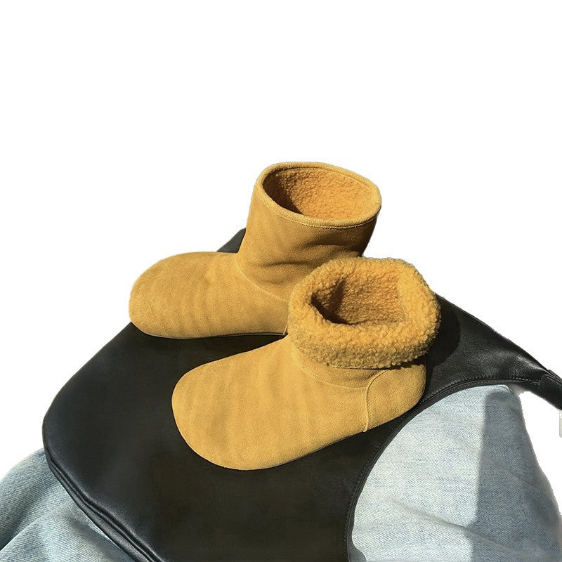 Damen warme Hausschuhstiefel mit flauschigem Innenfutter und hochwertiger Wildlederoberfläche EB