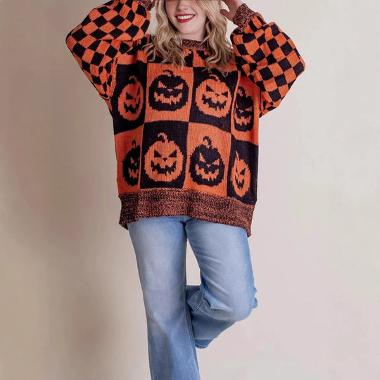 Damen Großer, gemütlicher Strickpullover mit Geisterdesign EB