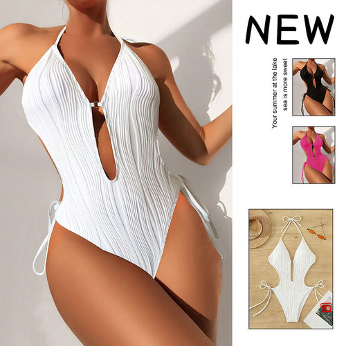 Damen Einteiler Badeanzug mit modischem Cut-Out und elastischem Wickeldetail EB
