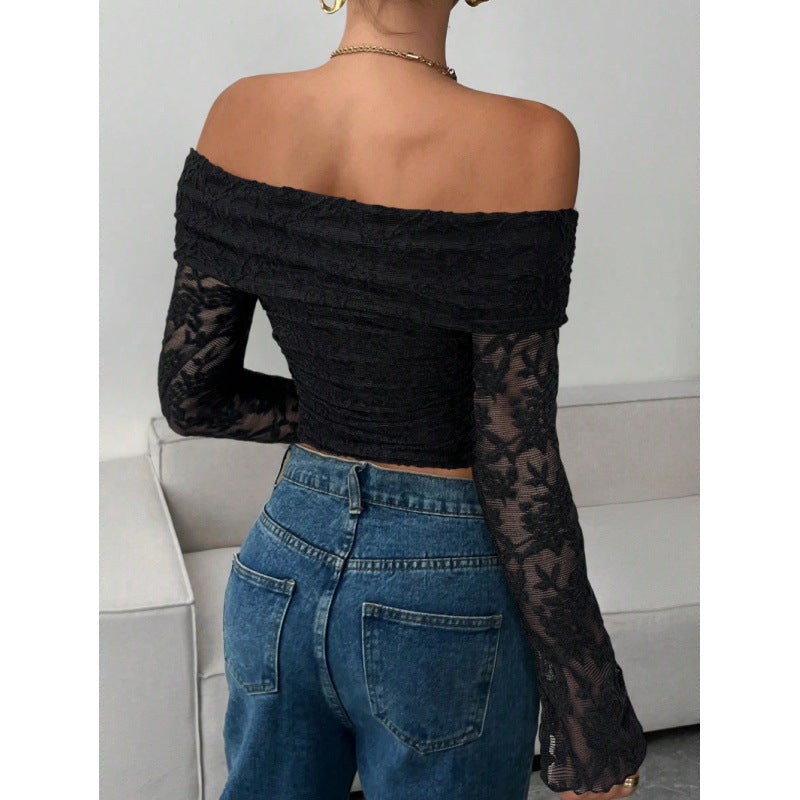 Damen Elegantes Off-Shoulder Oberteil mit Rüschendetails EB