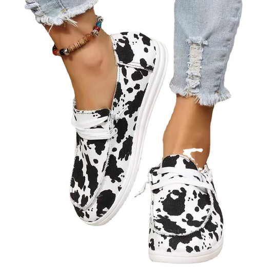 Damen modische Slip-On Sneakers mit tierischem Muster EB
