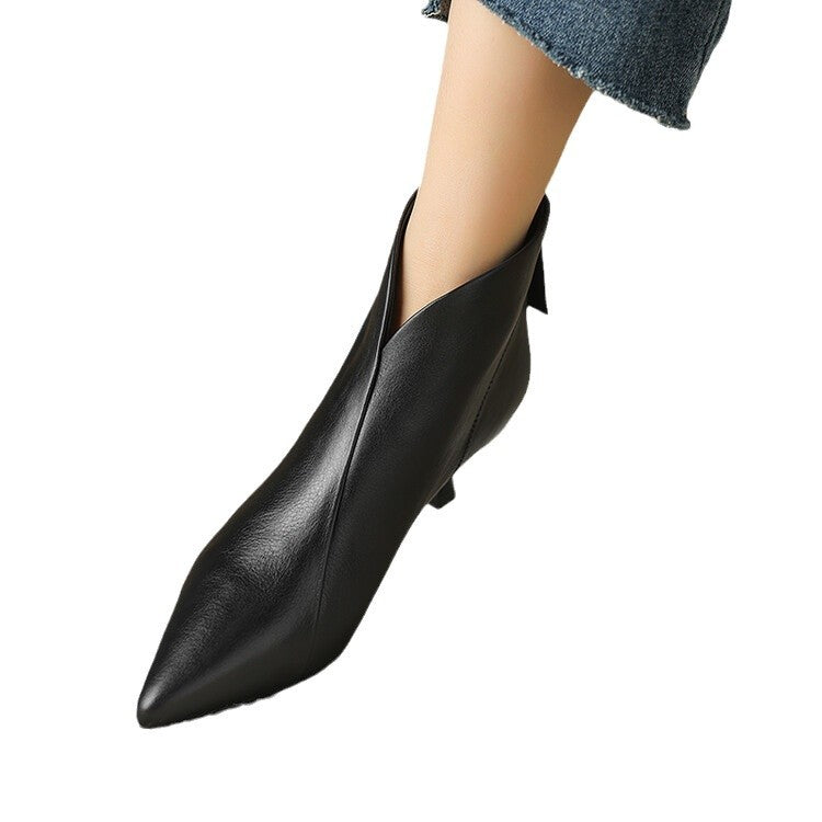 Damen nan spitze knöchelhohe Stiefelette mit niedrigem Pfennigabsatz und seitlichem Reißverschluss EB