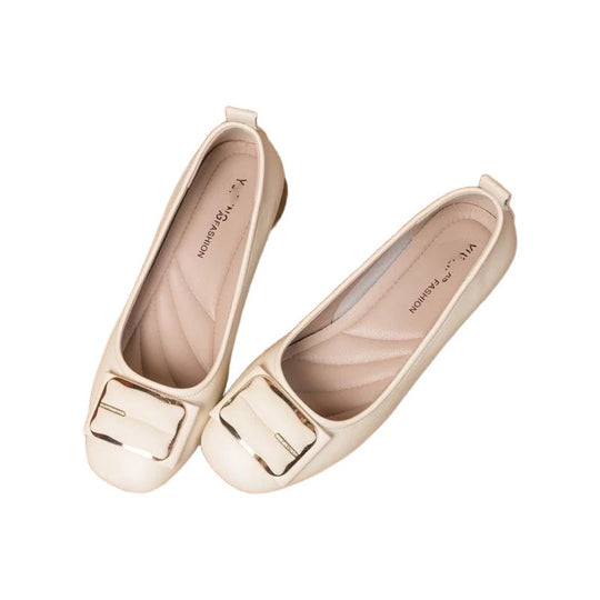 Damen elegante Ballerinas mit schickem Schnallen-Design EB