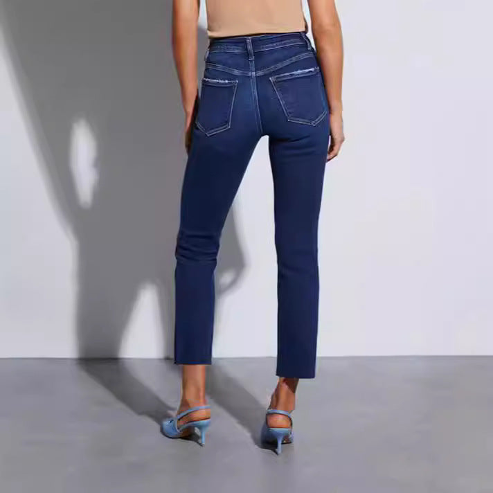 Damen Edle Cropped Jeans im klassischen Schnitt EB