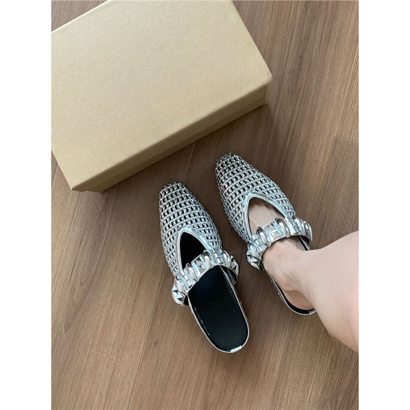 Damen elegante Mules mit glitternder Riemenverzierung EB