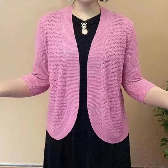 Damen Strickjacke mit 3/4-Ärmeln und strukturiertem Muster EB