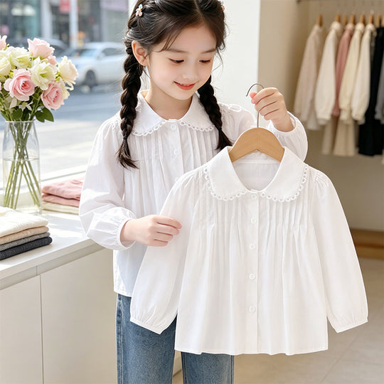 Mädchen Bluse mit Rüschendetails und elegantem Kragen EB