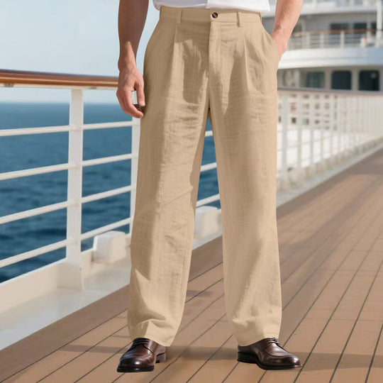 Herren elegante Freizeit-Hose mit weichem Stoff und weitem Schnitt EB