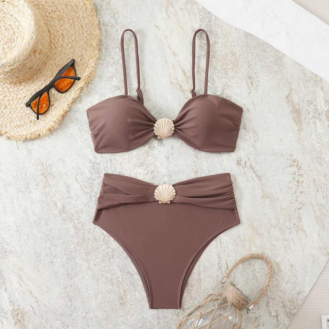 Damen Bandeau-Bikini mit eleganten Muschel-Details EB