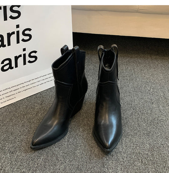 Damen modische Ankle Boots im eleganten Look mit spitzem Zehenbereich EB