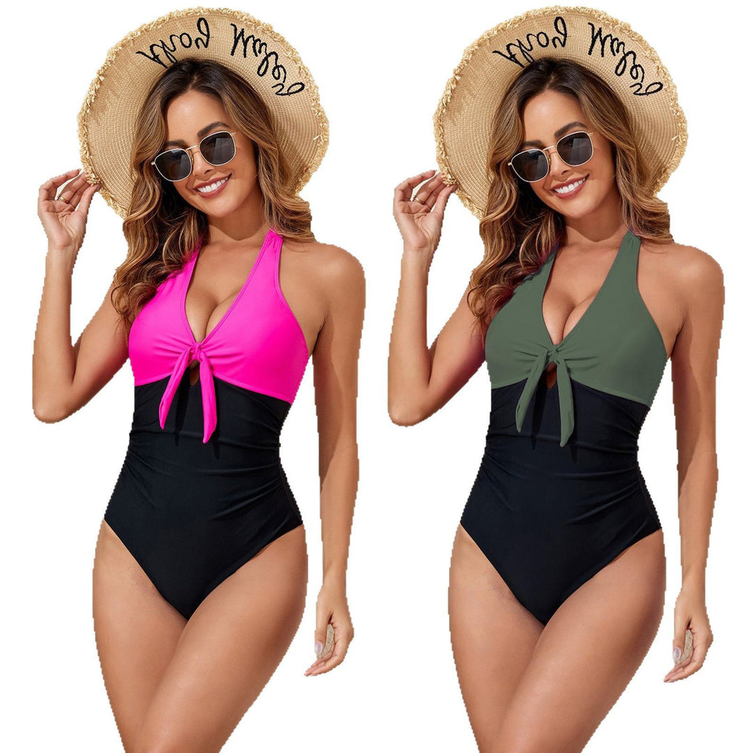Damen Eleganter Einteiler Badeanzug mit verspieltem Knoten EB