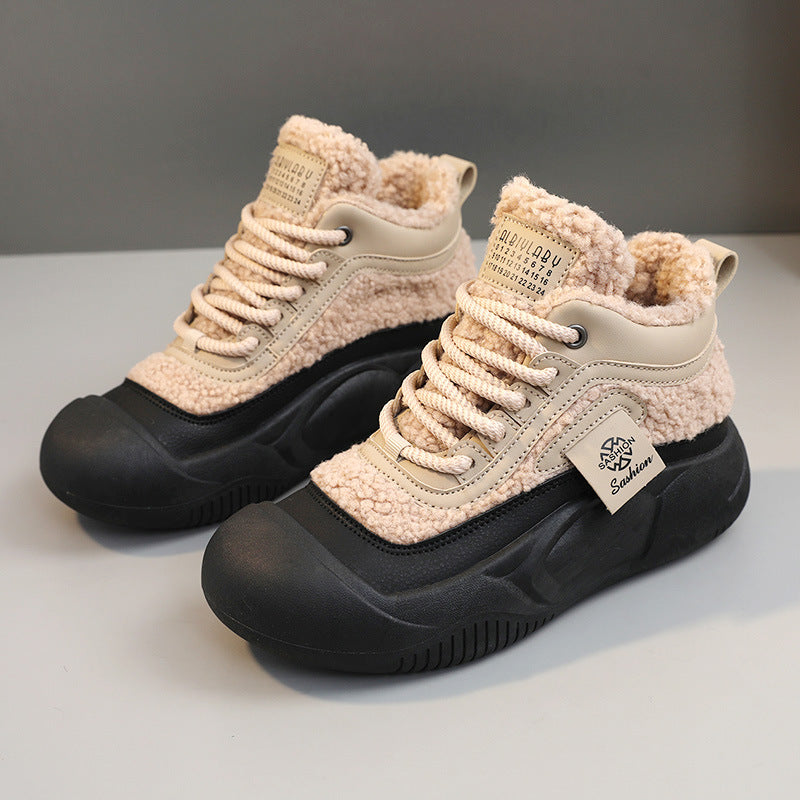 Damen Warme High-Top Sneakers mit flauschigem Innenfutter und rutschfester Sohle EB