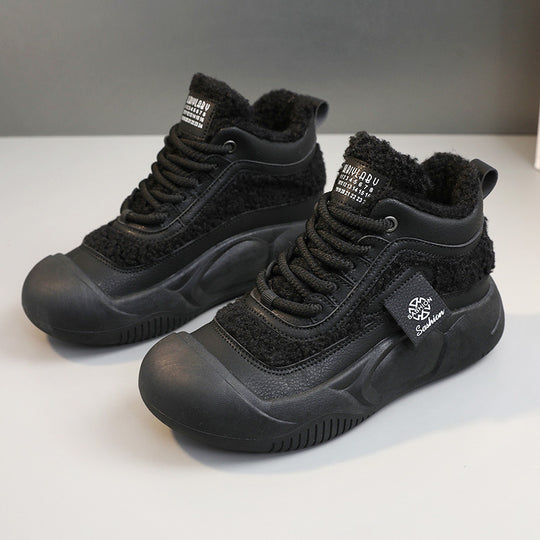 Damen Warme High-Top Sneakers mit flauschigem Innenfutter und rutschfester Sohle EB