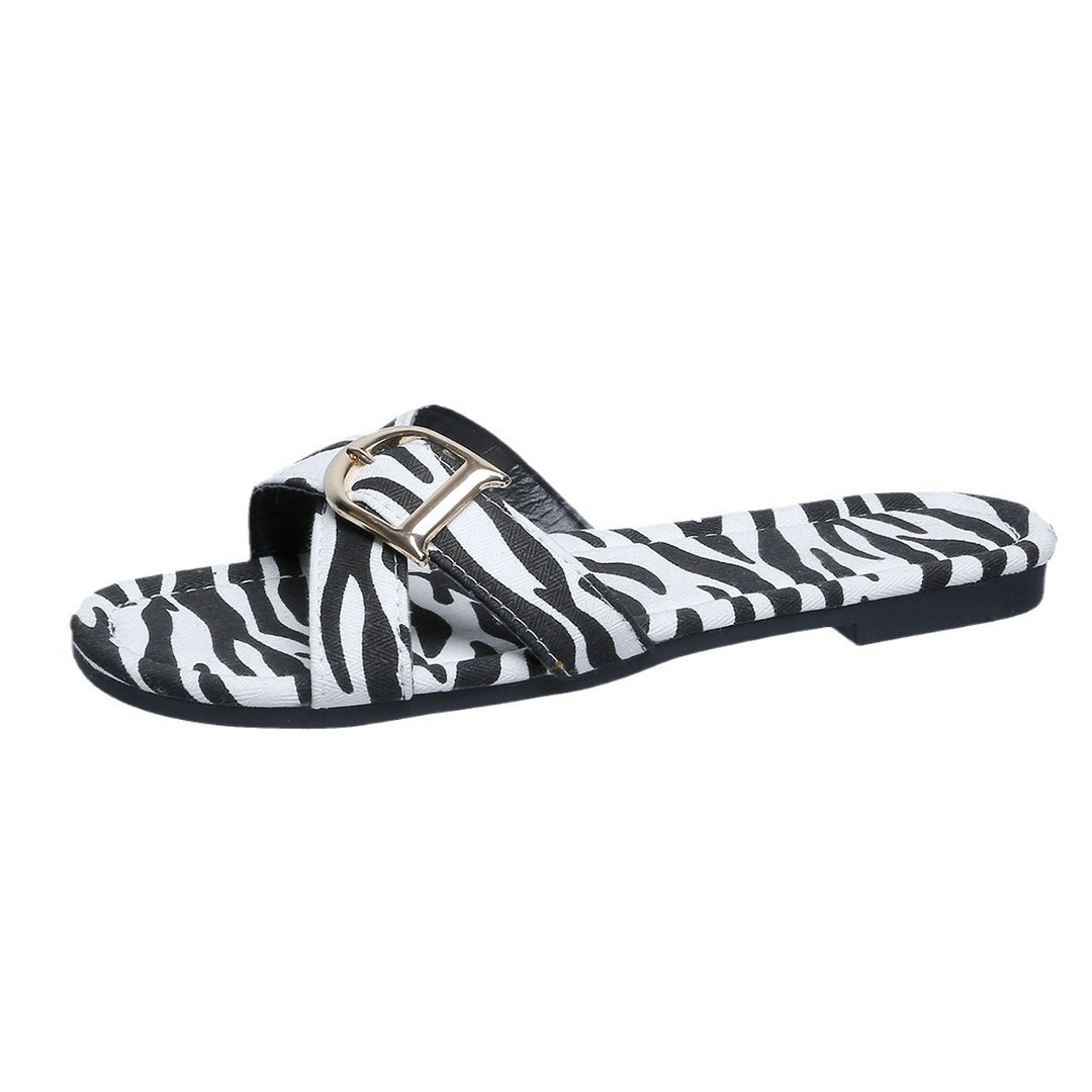 Damen Zehentrenner-Sandalen mit modischem Zebramuster und schickem Schnallen-Detail EB
