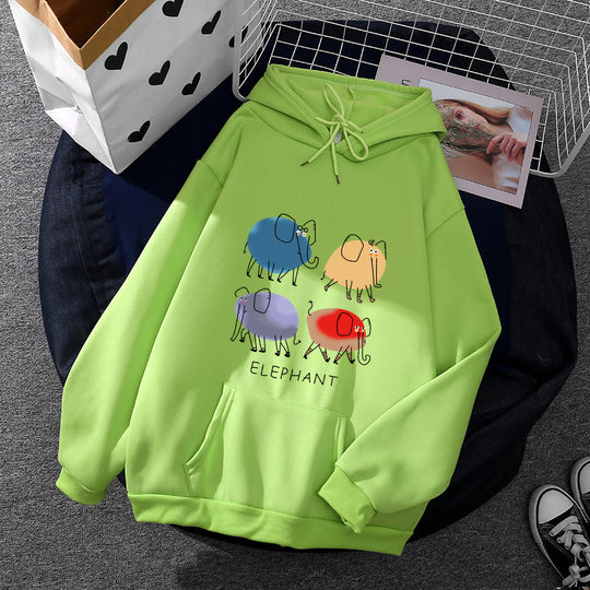 Damen nan Kapuzenpullover mit minimalistischer Grafik, lockerer Oversize-Passform und Kängurutasche EB