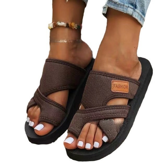 Damen bequeme und stylische Zehentrenner-Sandalen mit verstellbaren Riemen EB