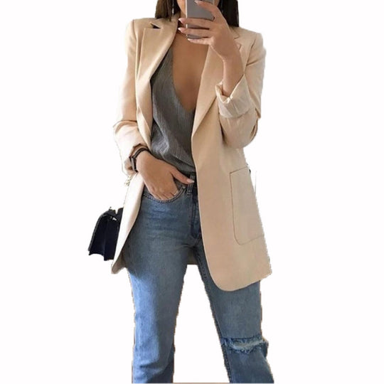 Damen eleganter Blazer mit tailliertem Schnitt und praktischen Taschen EB