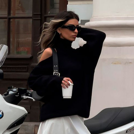 Damen Modischer Rollkragenpullover mit lässigem Schnitt EB