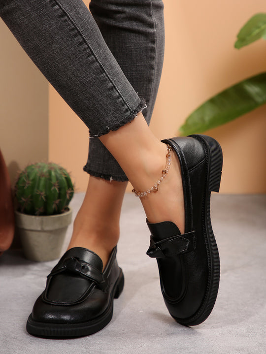 Damen klassische Loafer mit modischem Schleifendetail EB