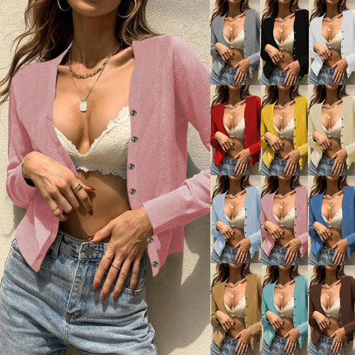 Damen Strickjacke mit Knopfverschluss und feinem Rippstrick EB