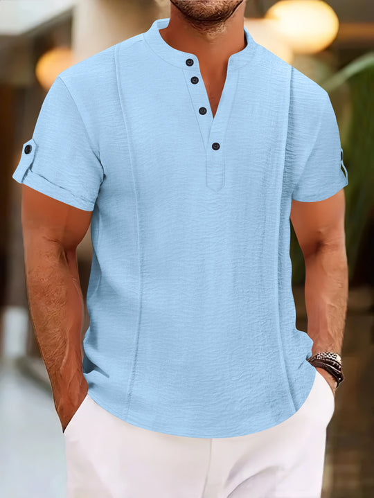 Herren Kurzarm Hemd mit eleganter Knopfleiste und strukturiertem Design EB