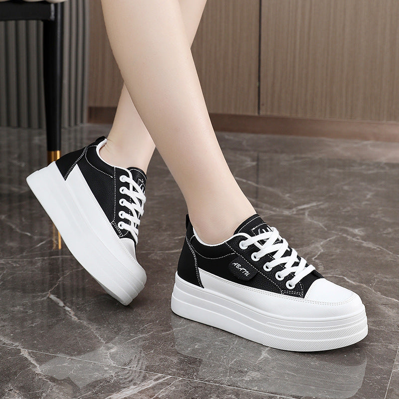 Damen modische Plateau Sneakers mit atmungsaktivem Obermaterial und sportlicher Sohle EB