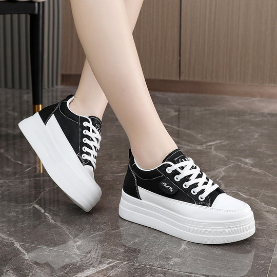 Damen modische Plateau Sneakers mit atmungsaktivem Obermaterial und sportlicher Sohle EB