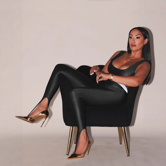 Damen Leggings mit stilvollen Cut-Outs und elastischem Komfortbund EB