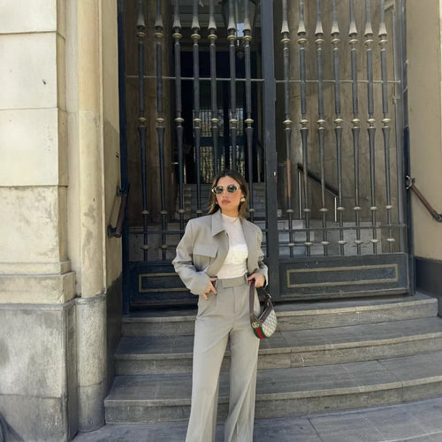 Damen weite, eleganten Bundfaltenhose mit seitlichen Taschen EB