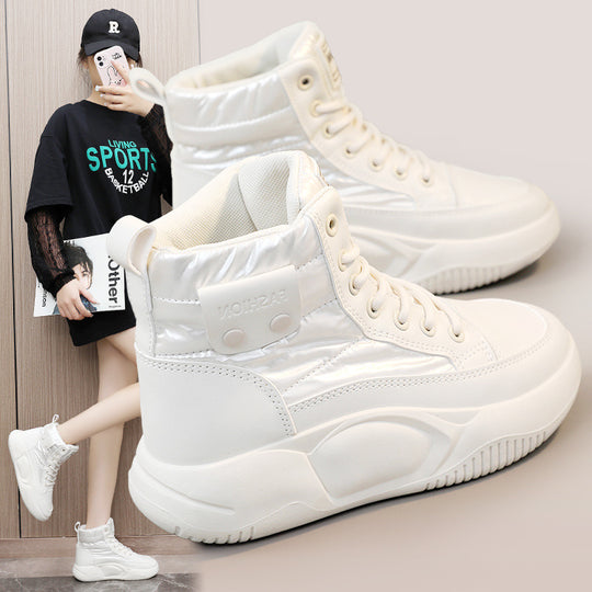Damen Modische High-Top Sneakers mit sportlichem Design und rutschfester Sohle EB