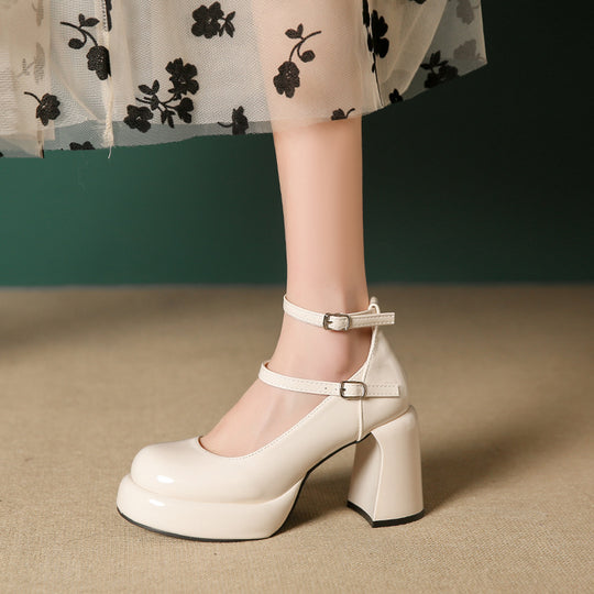 Damen Elegante Blockabsatz-Pumps mit verstellbarem Riemen EB