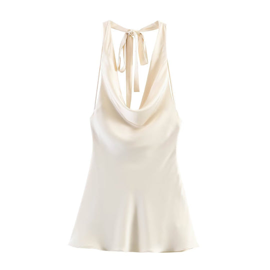 Damen Chic Haltertop aus hochwertigem Satin EB