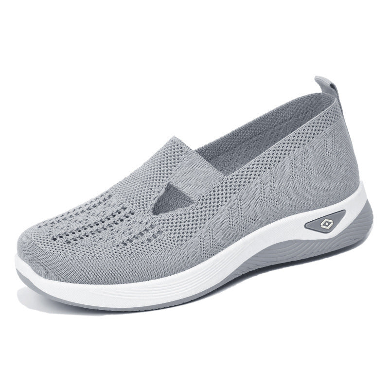 Damen Komfortable Slip-On Sneakers mit luftdurchlässigem Strickdesign EB